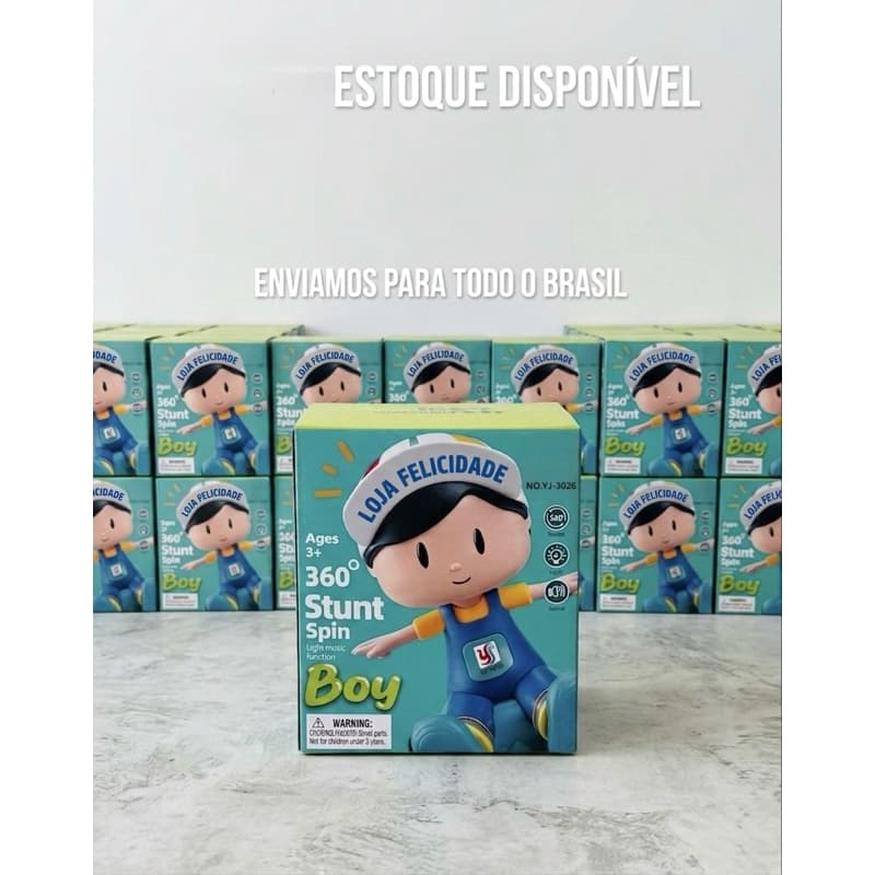 Boneco Acrobático Gira Gira Stunt Spin Boy – Gira 360°, Música e Luzes!