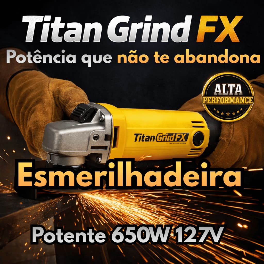 Ferramenta Esmerilhadeira Profissional 650W Titan Grind FX 127V Alta Potência Corte Preciso Multiuso Lixa Desbaste