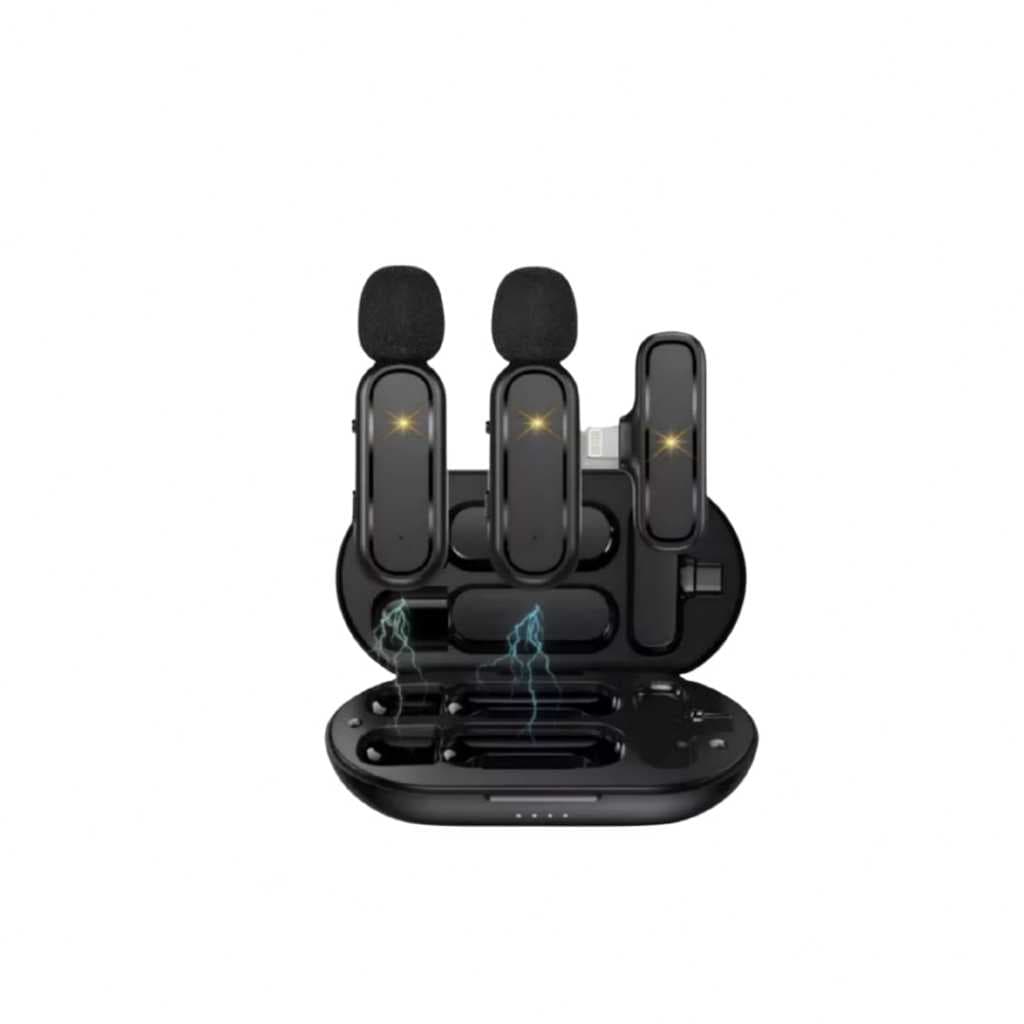 Microfone Profissional Lapela H'MASTON MK07/MK08 ORIGINAL Duplo Sem Fio Lightning