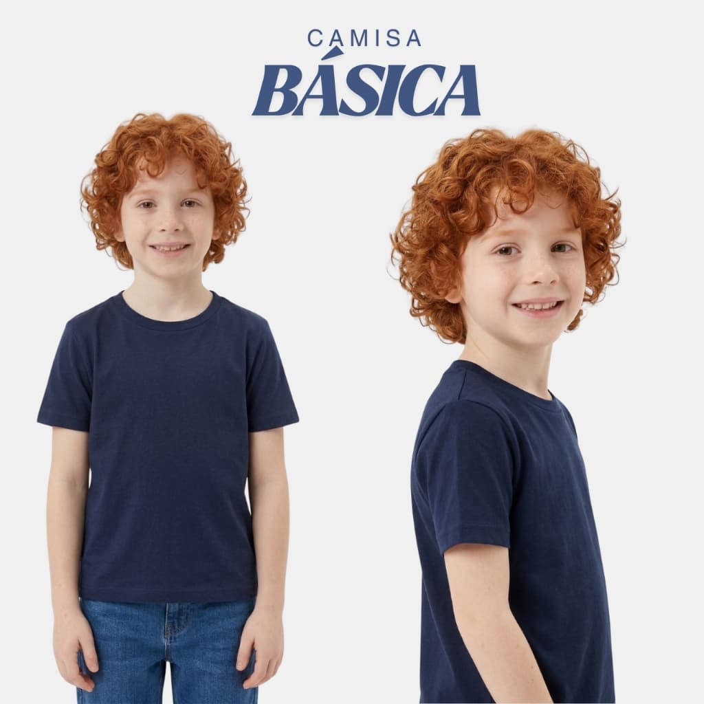 Camisa Menino Infantil Básica 100% de Algodão