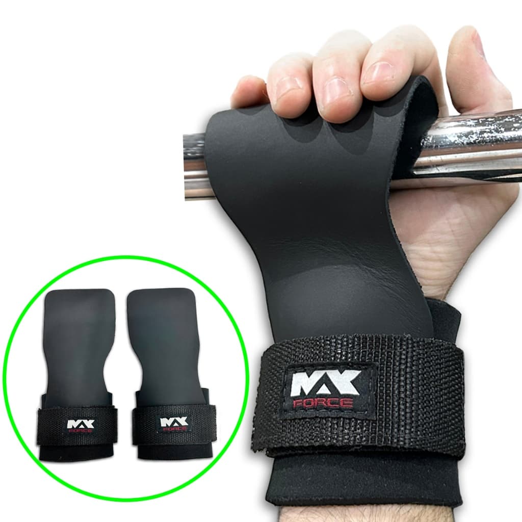 Strap Hand Grip Couro Par Treino de Puxadas Academia Musculação Max Force