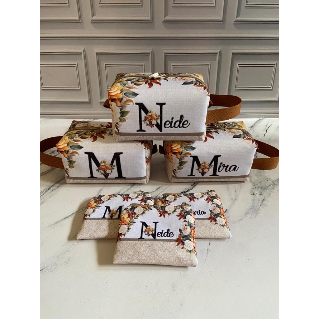 Kit Necessaire Box com Alça + Porta Cartão Personalizado com Nome | Organizador Feminino