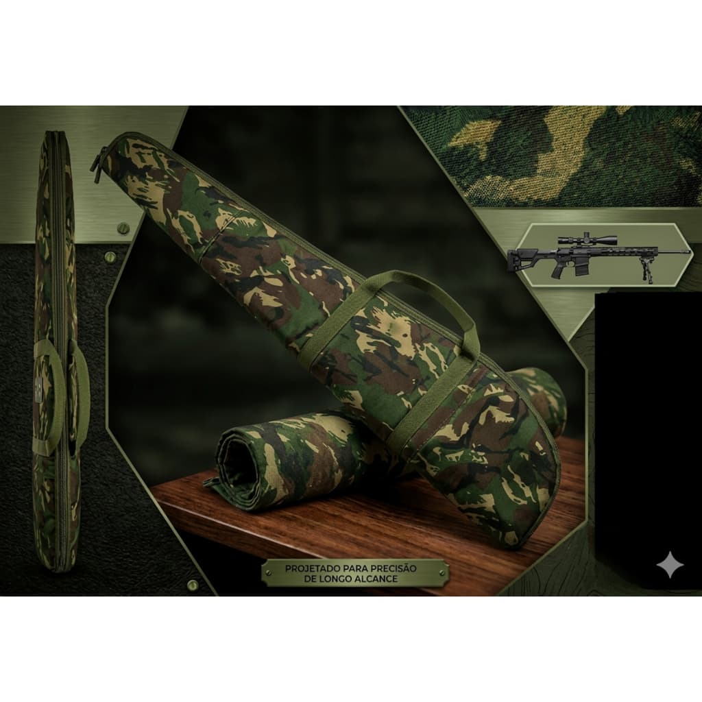 Capa Carabina Case Bolsa Almofadada 113Cm Pressão Espingarda Camuflada Verde CAM09 Evan Clothing