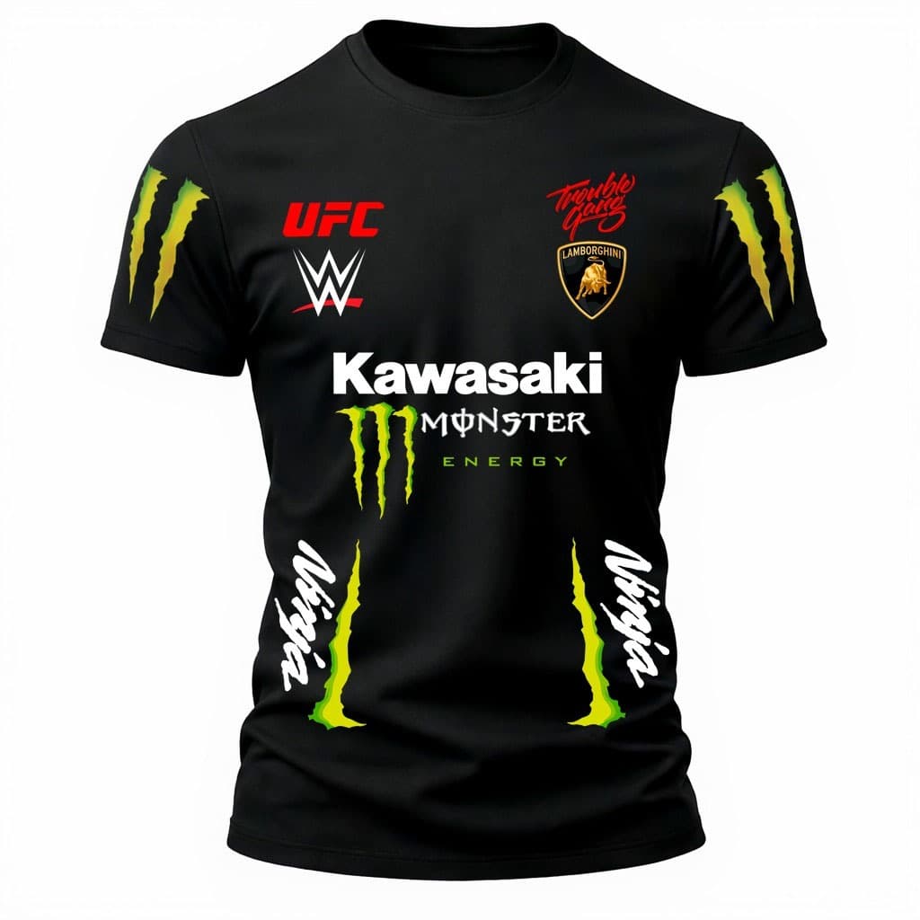 CAMISETA BASICA KAWASAKI-MONSTER=NINJA-ALGODÃO 30.01 DO P AO G5