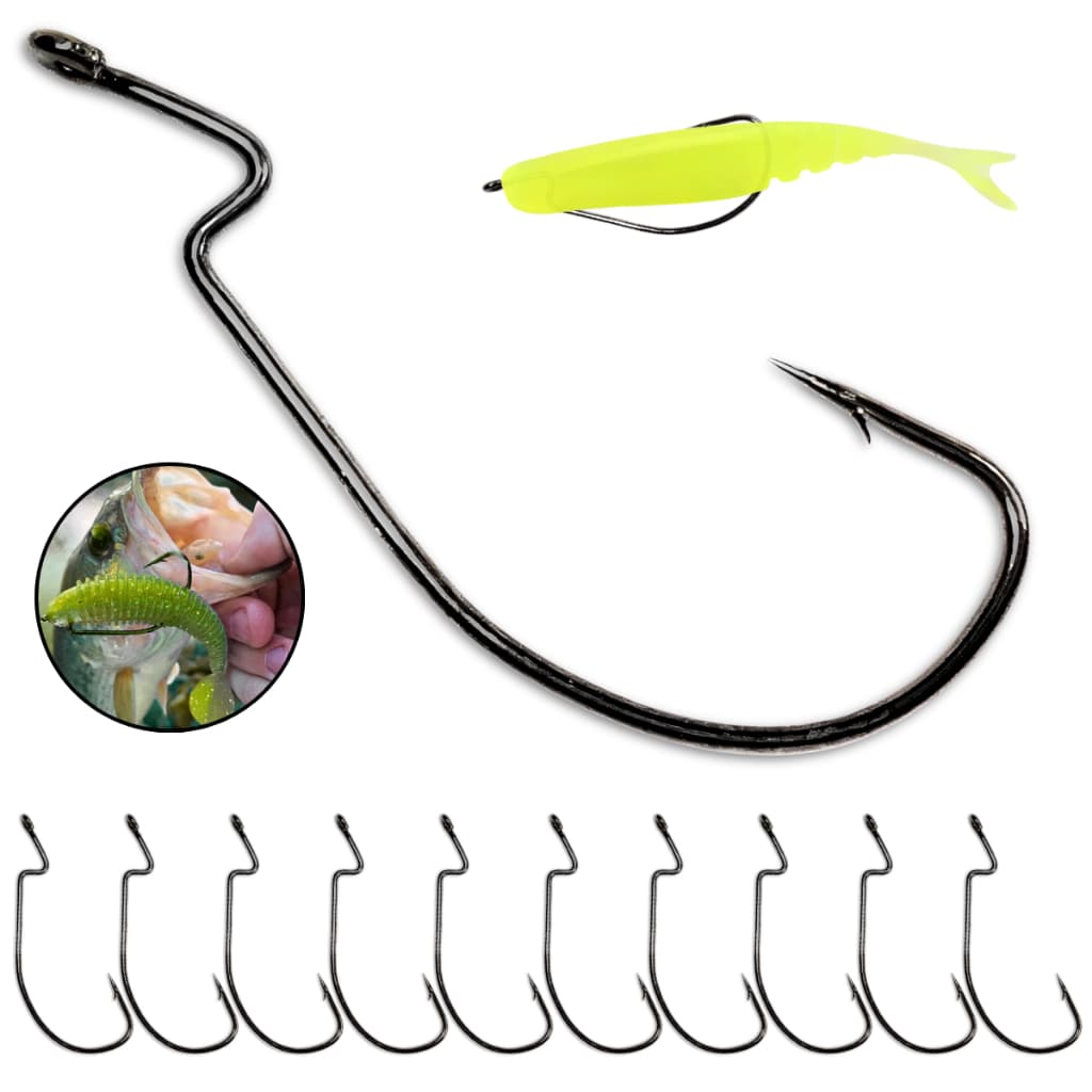 Anzol Offset Pesca Esportiva Kit 10 un Isca Artificial EWG Resistente Traíra Tucunaré Robalo