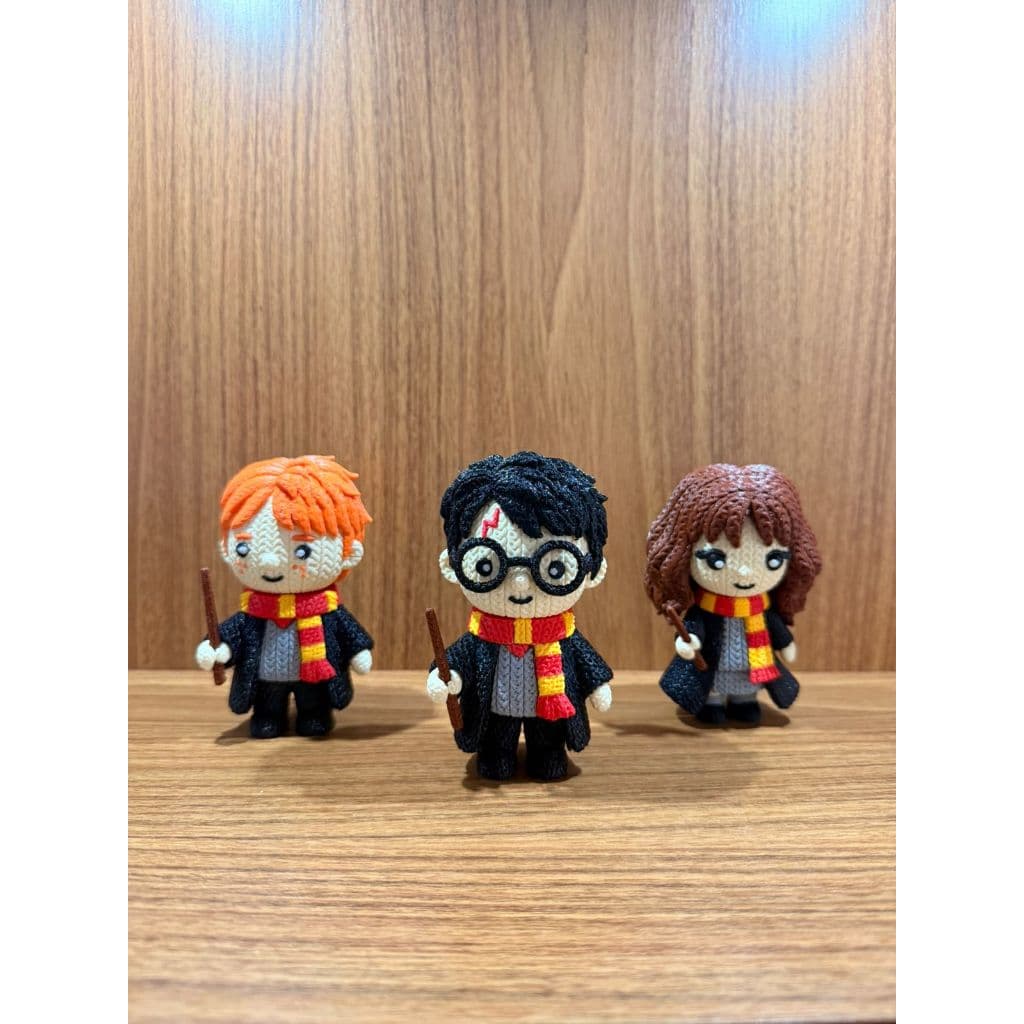 Trio Harry Potter Miniaturas Decorativas 3D Geek Presente Colecionável