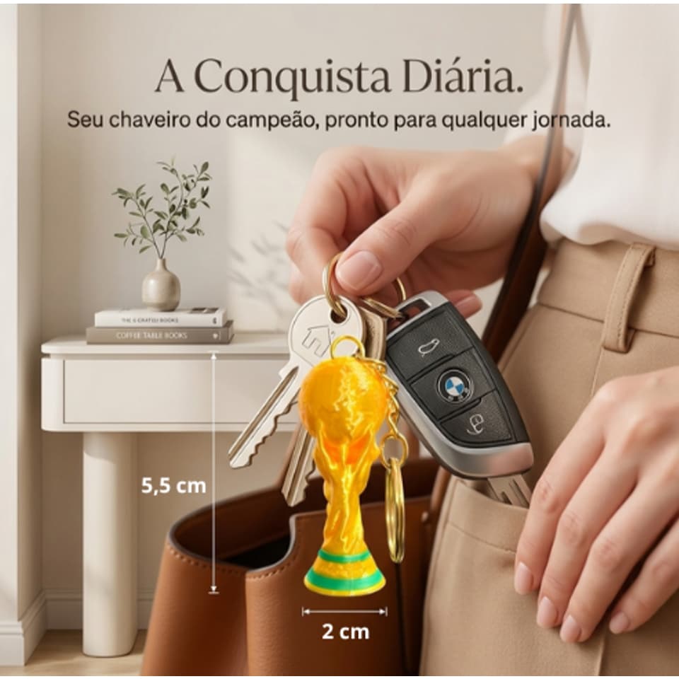Kit 10 Chaveiro Taça do Mundo Miniatura Copa do Mundo Troféu Futebol Lembrancinha Torcedor Ouro