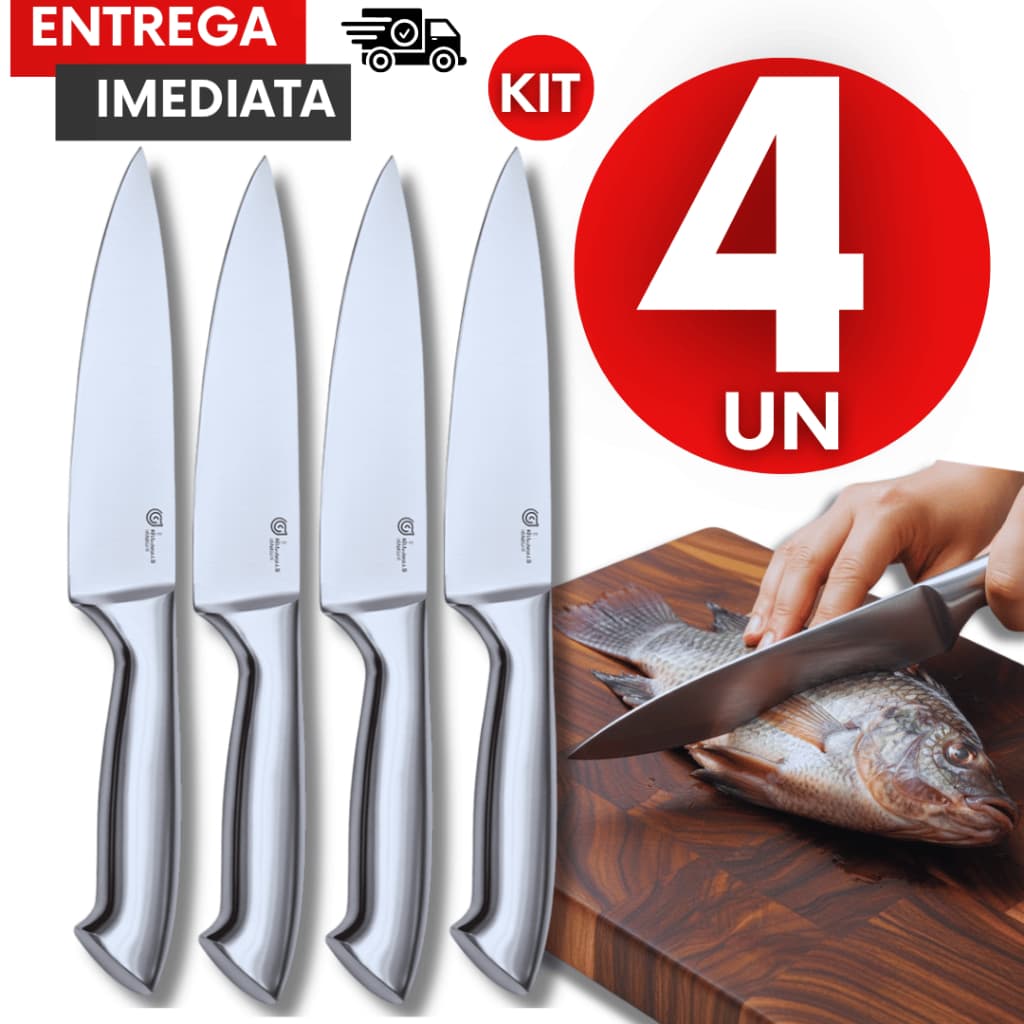Combo Facas Inox Peixeira Profissional 7 Polegadas Lâmina Corte Precisão Churrasco Açougue Utensílio