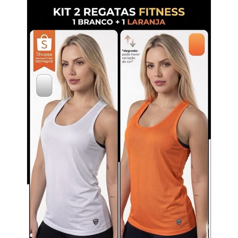 KIT 2 CAMISETAS REGATAS FEMININA DRY FIT ACADEMIA MALHAR TREINO CORRIDA ESPORTE RESPIRÁVEL LEVE
