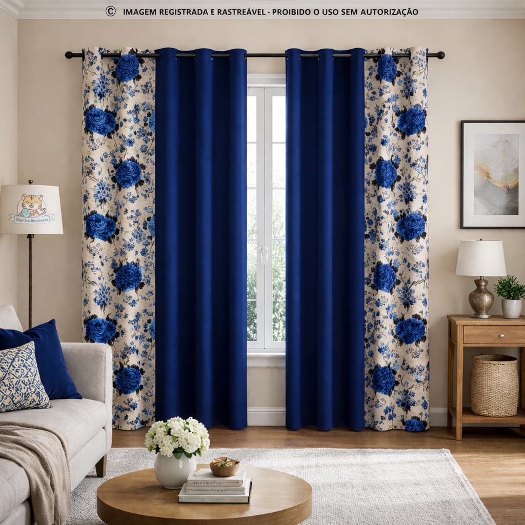 Cortina Florata 2,00m X 1,70m Estampada Para Quarto Sala Cozinha Várias Cores Premium Envio Rápido