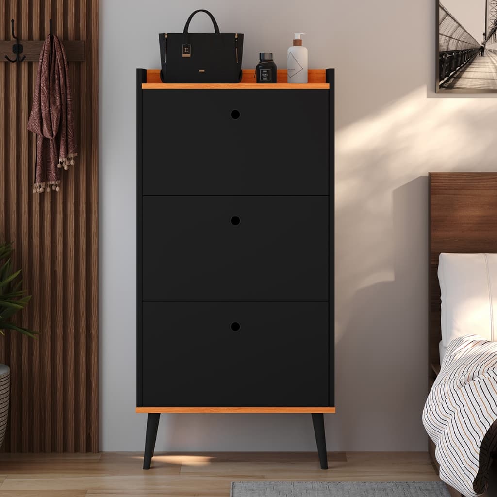 Sapateira Vertical basculante Dark 3 Portas Organizadoras 18 Pares Calçados Hall Entrada Quarto Retrô