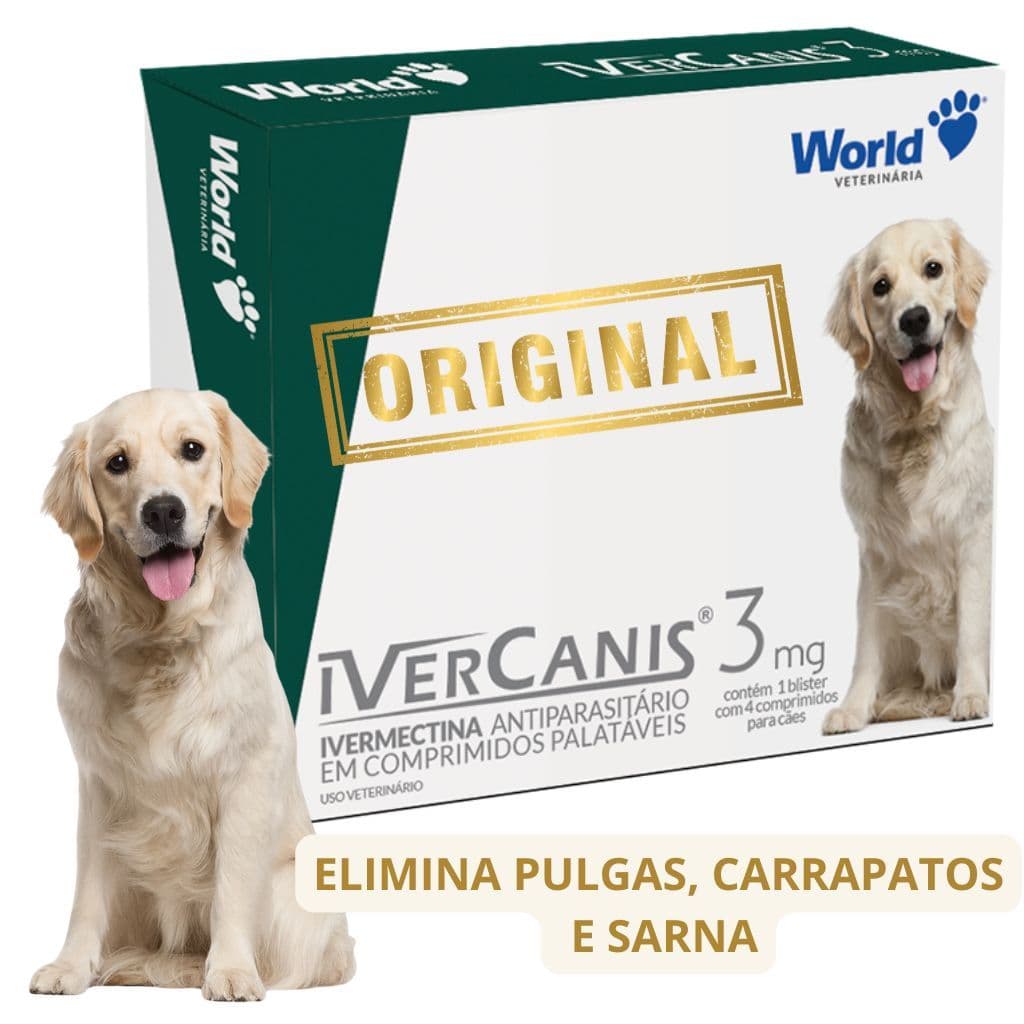 Remédio Para Carrapato, Pulga e Sarna Ivercanis 3mg 4 Comprimidos World