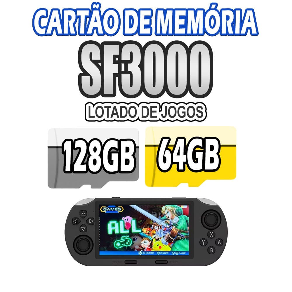 Cartão de Memória para SF3000 64GB / 128GB - com jogos de Playstation 1 + 14 emuladores jogos em português