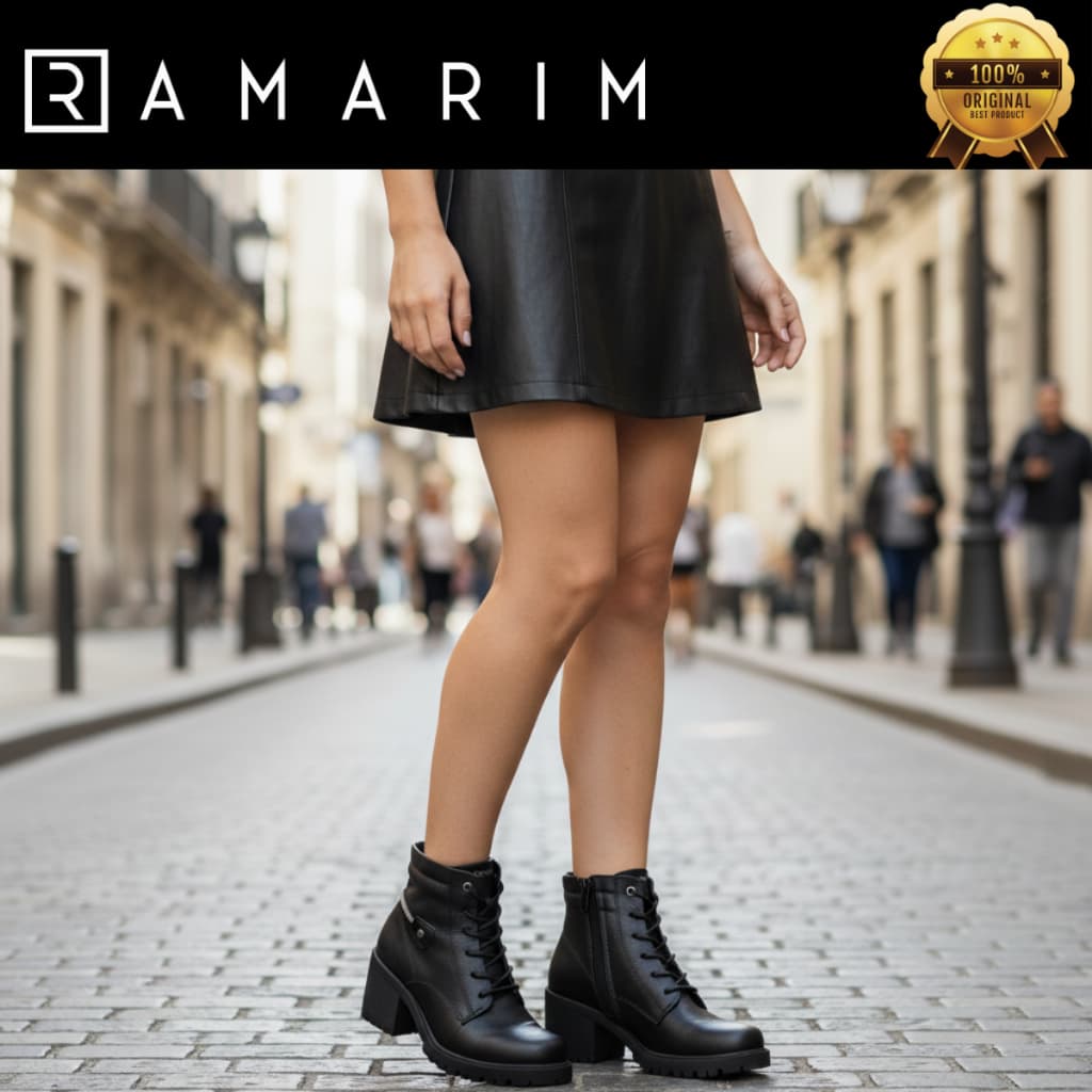 Bota Coturno Feminina Ramarim Comfortflex Couro Legítimo Tratorado Casual Confortável Original
