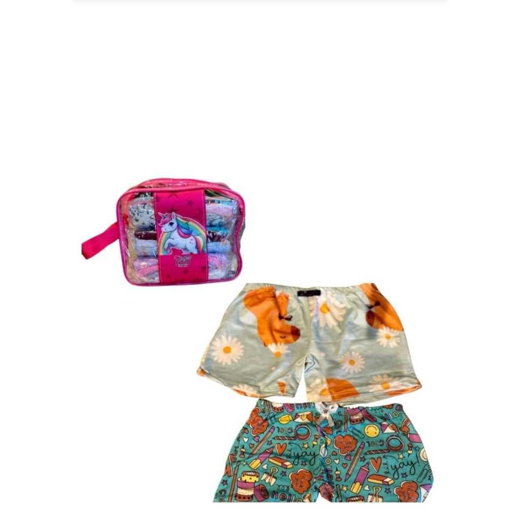 kit 12 Calcinha Boxer Infantil Malha Fria 100% Algodão, Respirável e Confortável