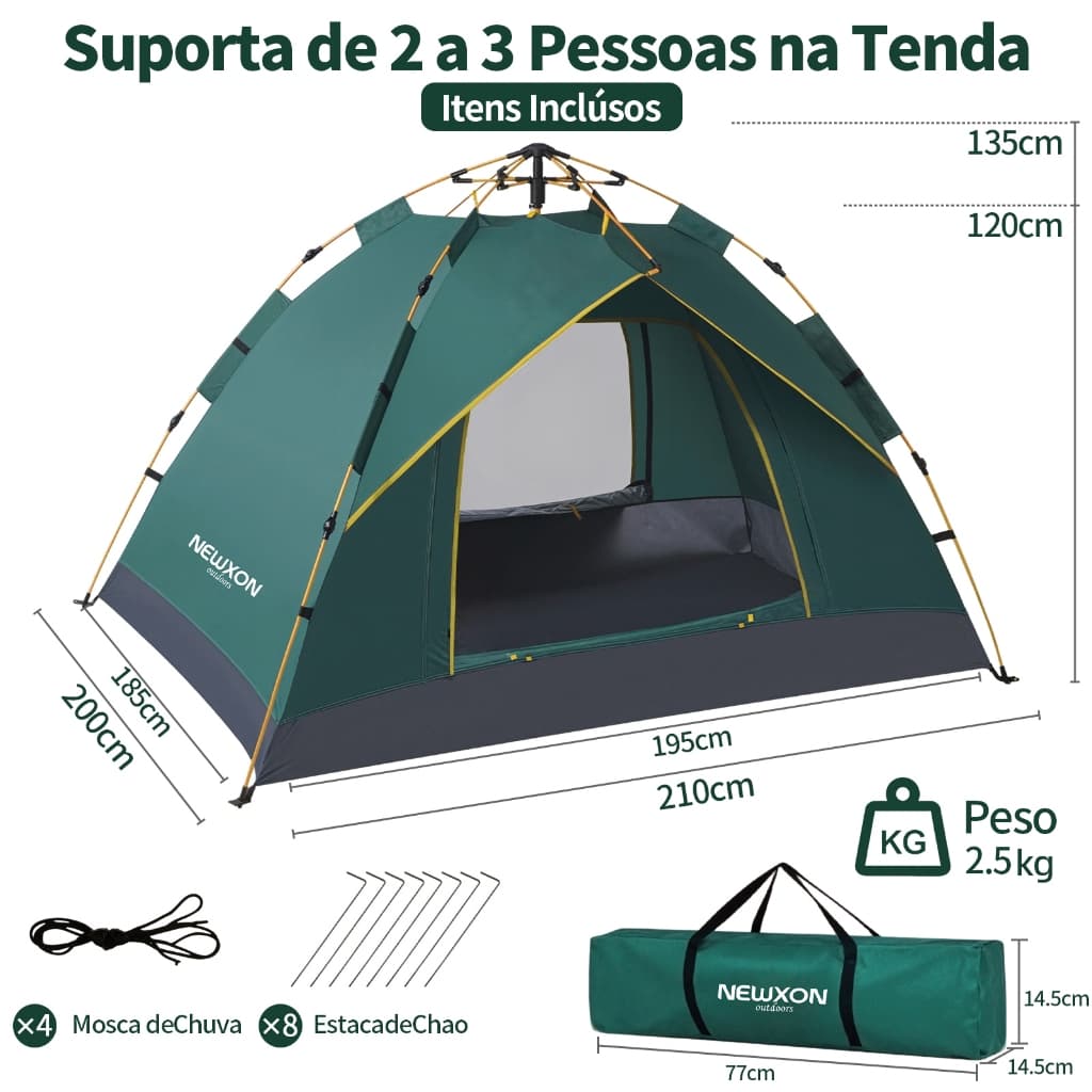 NEWXON Barraca de Acampamento 2-4 Pessoas Proteção UV Montagem Rápida Lugares Compacta Barata e Resistente