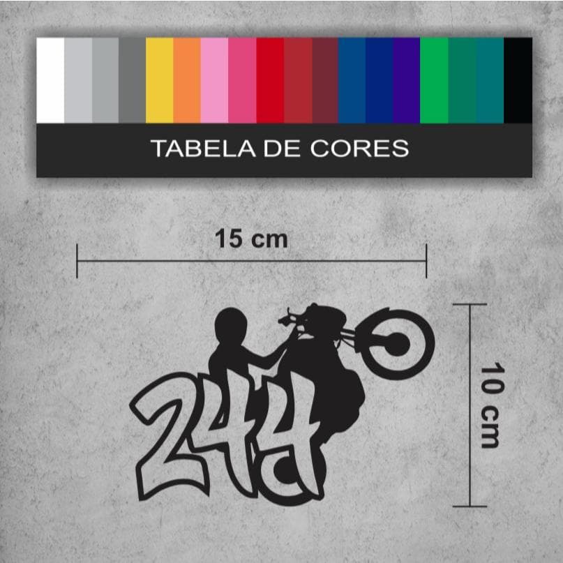 Adesivo Recorte 244 Moto Grau Wheeling - Para Moto e Capacete - 15x10cm