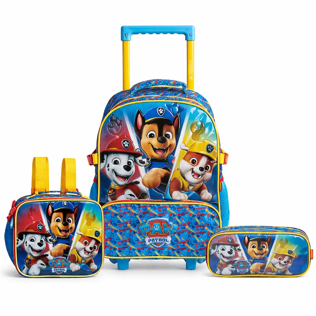 Mochila De Rodinha Lancheira Estojo Infantil Patrulha Canina