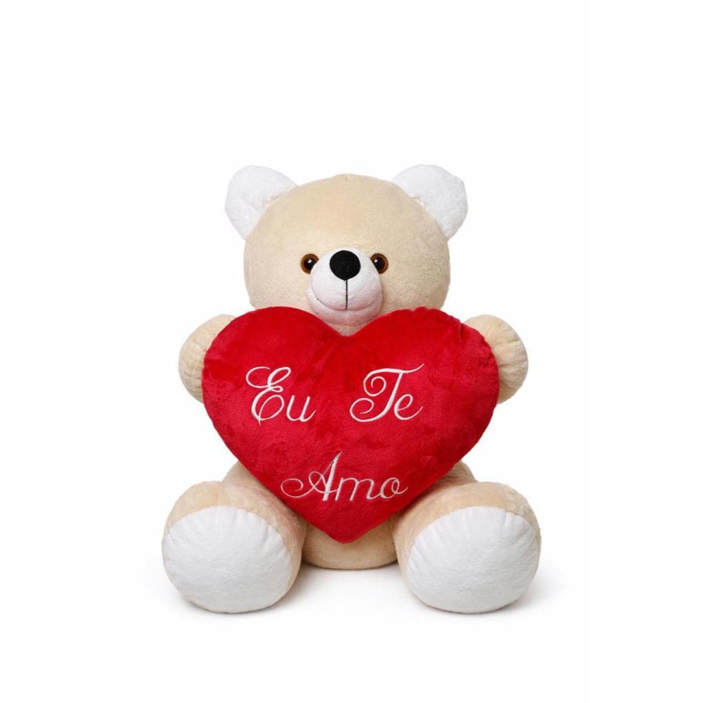 Urso Teddy 45cm Pelúcia Grande com Coração Eu Te Amo Presente Romântico