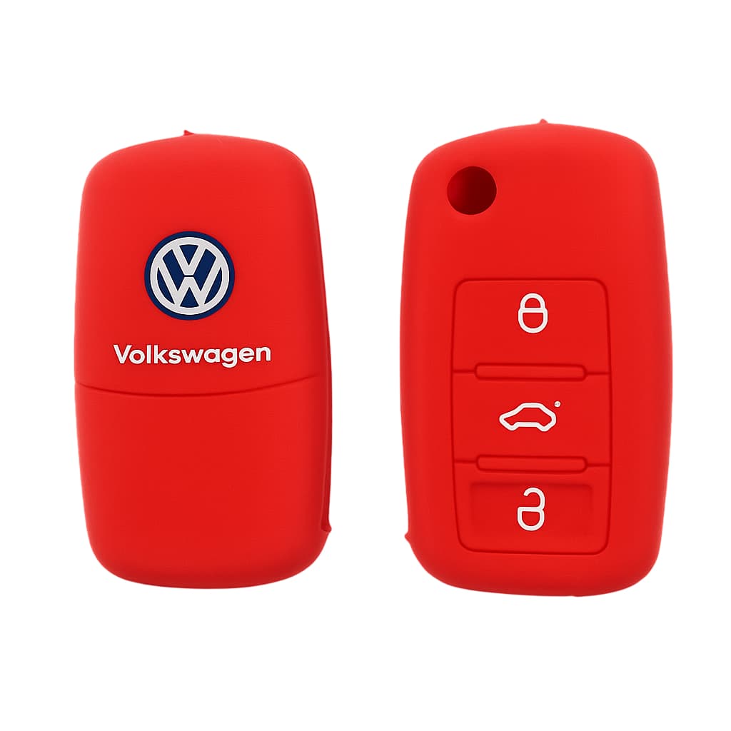 Capa Silicone Para Chave Canivete Vw Gol Up Spacefox Fusca Saveiro - Vermelho