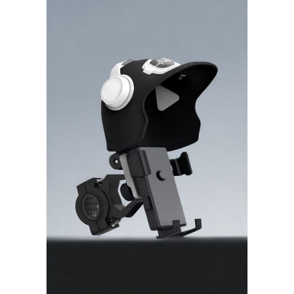 suporte universal com capacete para proteção contra chuva