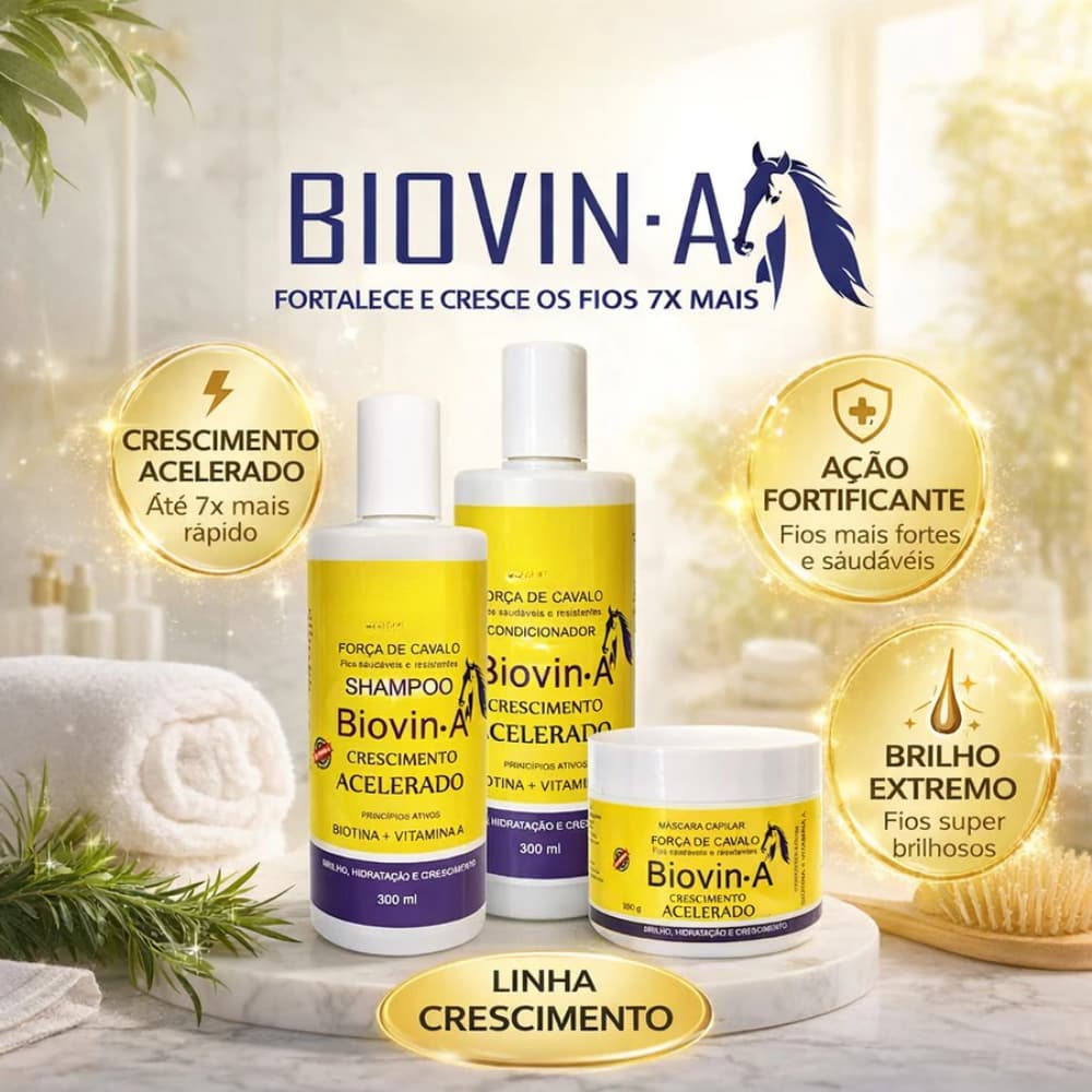 Kit Crescimento Capilar Biovin-A Força de Cavalo Vivance Cosmeticos 100% Original 3x300g