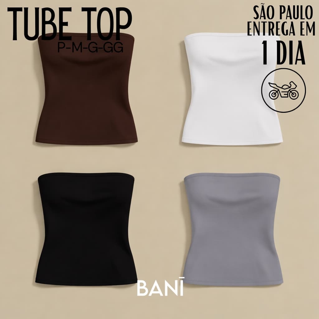 Blusa Feminina Suplex TOP HALTER Faixa Cropped Tubinho Básico Suplex Blogueira Premium