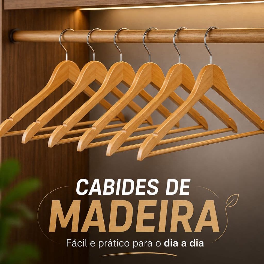 Cabides Madeira Verniz Resistente Resistente Durável Para Roupas Closet Kit 6/9/12
