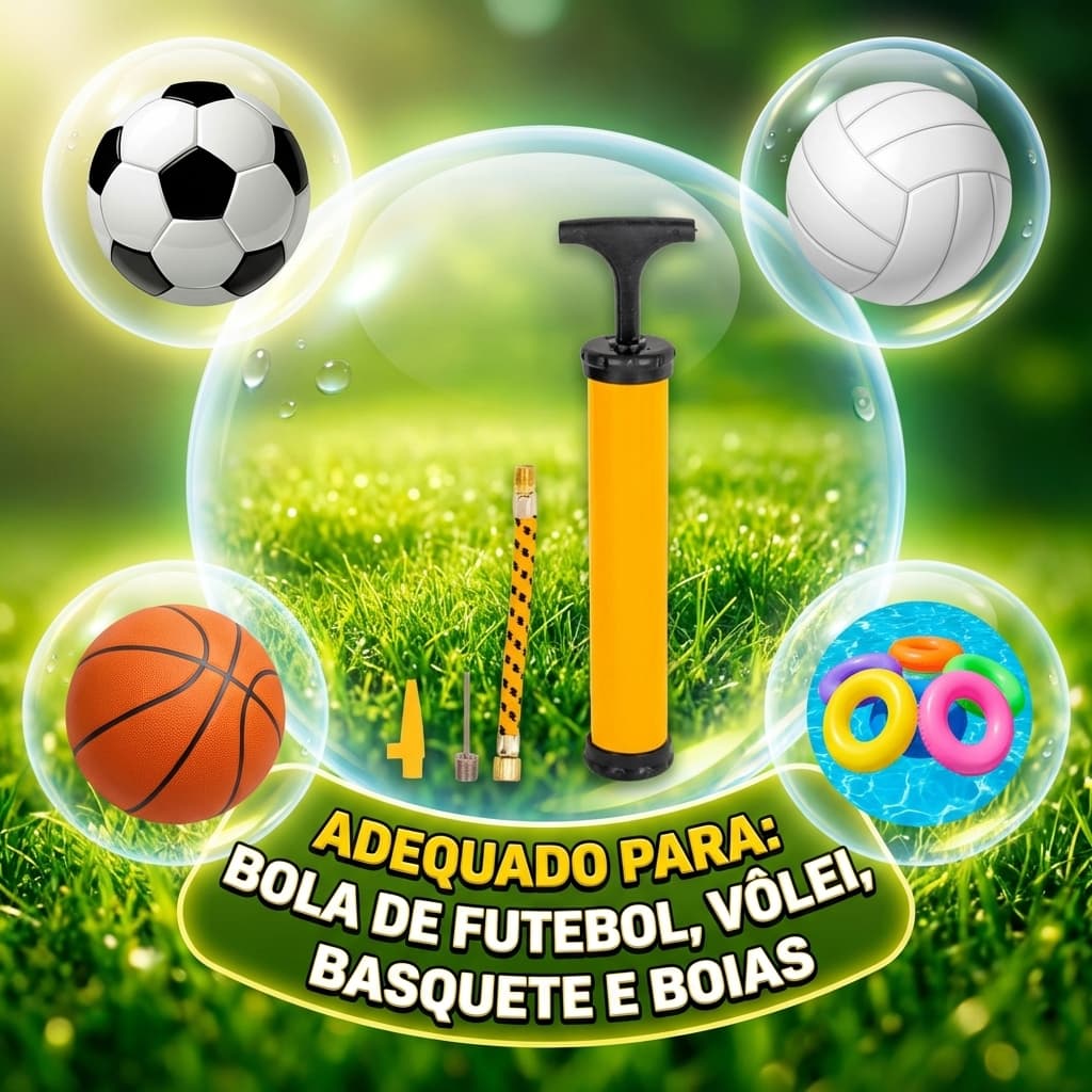 Kit 2 Bomba de Ar Bola Bomba de Encher Bola Futebol Basquete Vôlei Bóias e Pneus Bicicleta