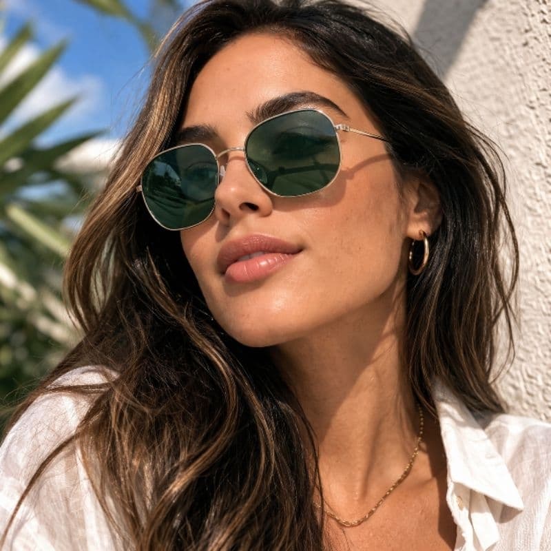Óculos de Sol  Hexagonal Femenino e Masculino UV400 – Estilo Premium Unissex