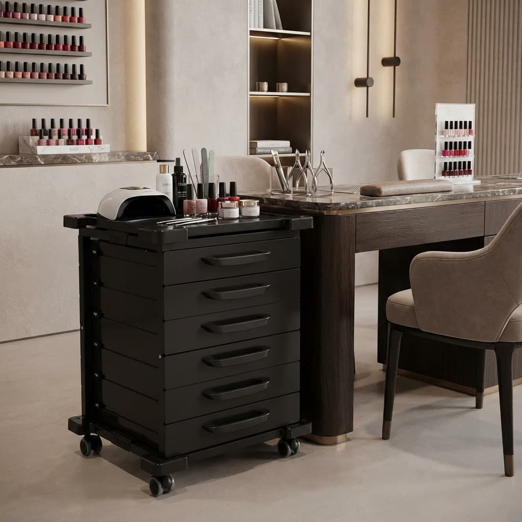 Carrinho manicure 6 gavetas preto