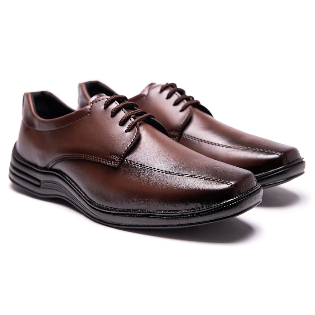 Sapato Social Masculino de Couro Ecológico nas cores Preta e Marrom Café com Cadarço, Sapato Elegante e Confortável