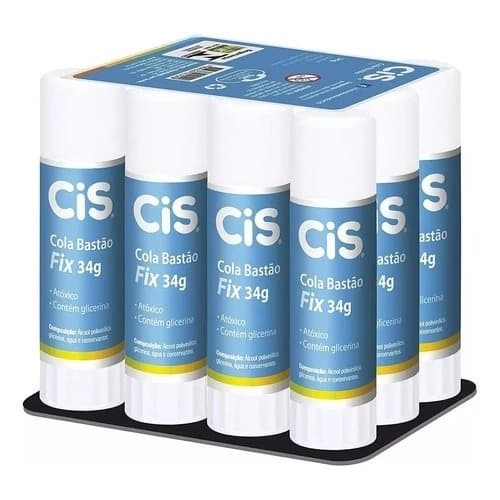 Cola Em Bastão Cis Fix Escolar Artesanato 34g 12 Uni