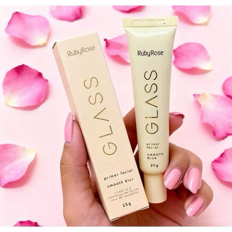 Primer Facial Ruby Rose Glass Smooth Blur 25g | Minimiza Poros Fixação Duradoura da Maquiagem HB-352