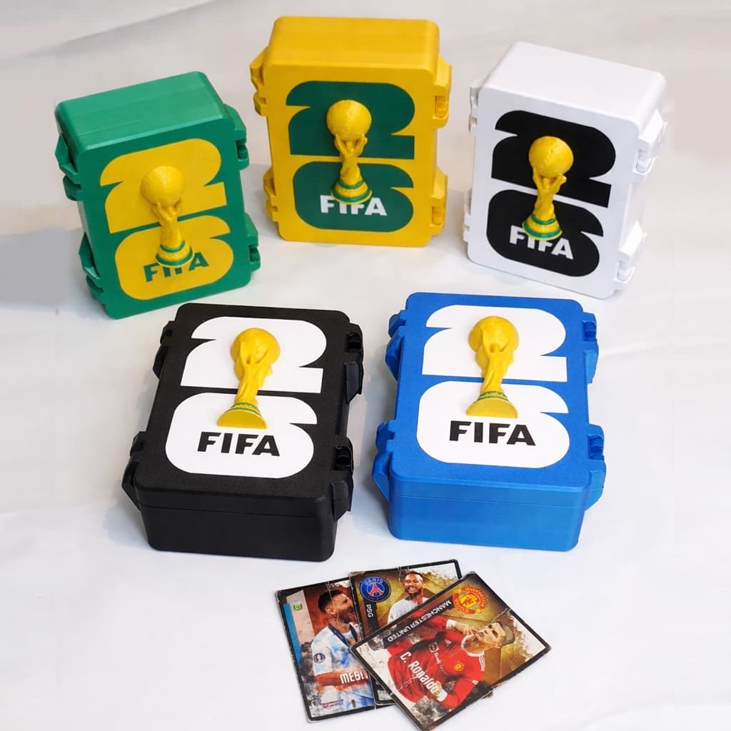 Caixa Organizadora para Figurinhas e Cartas da Copa | Estojo com Divisórias | Porta Cards Futebol