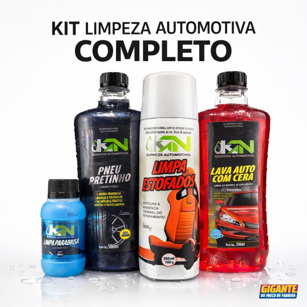 Pretinho Lava Auto Kit Completo Limpeza Interna E Externa Shampoo Cera Pneu Pretinho Limpa Estofado
