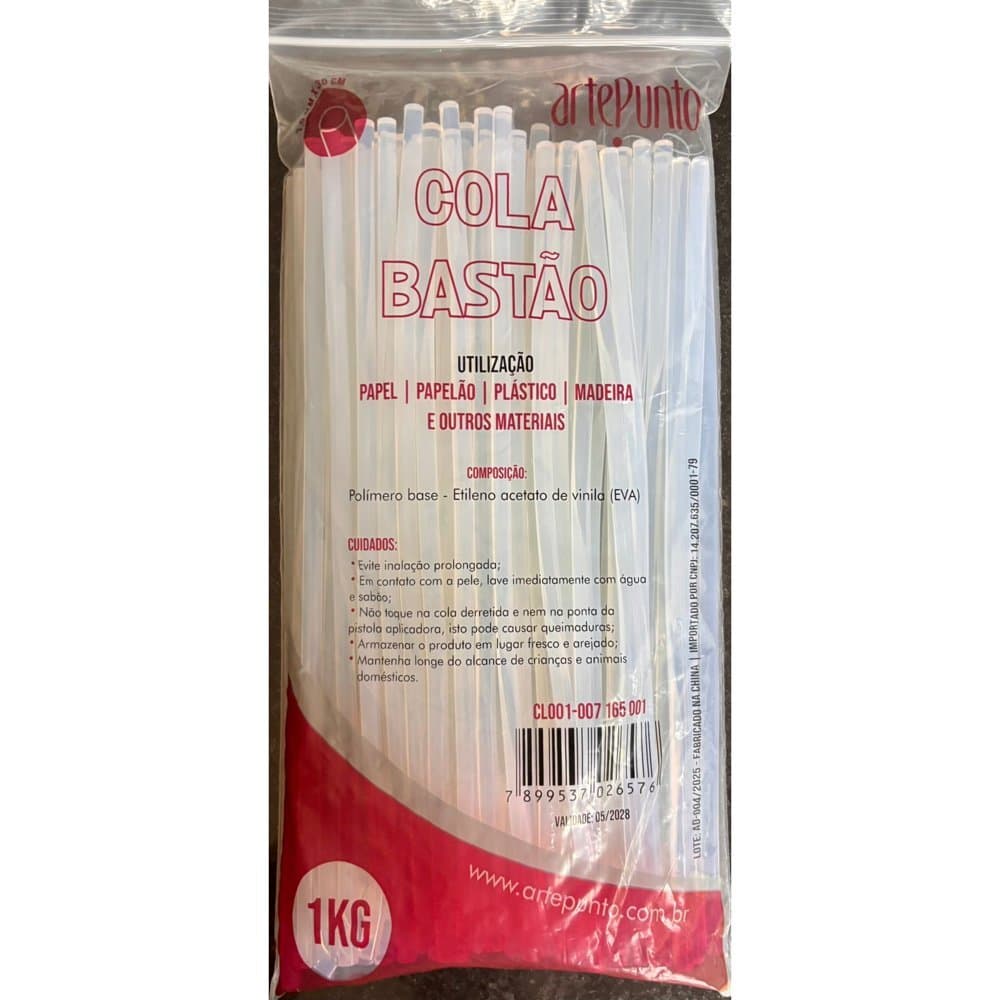 Cola Quente Bastão Transparente - 11mm - 1KG – Multiuso, bastão com 30 cm