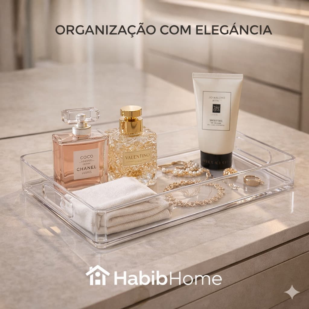 Bandeja Acrílica Transparente Premium P M G Organizador Cozinha Banheiro Luxo