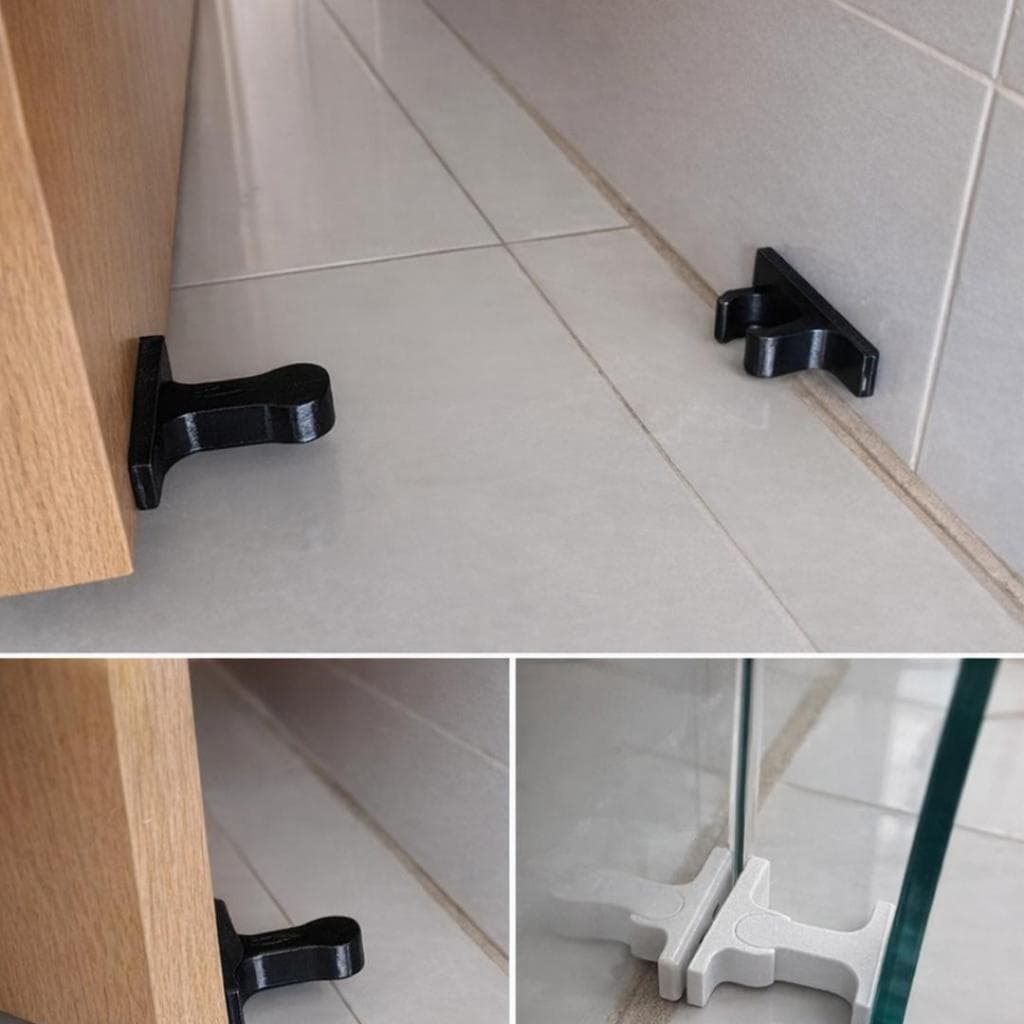 Trava Porta Adesiva Sem Furo Fixador Prendedor Porta Vidro Madeira Anti Impacto