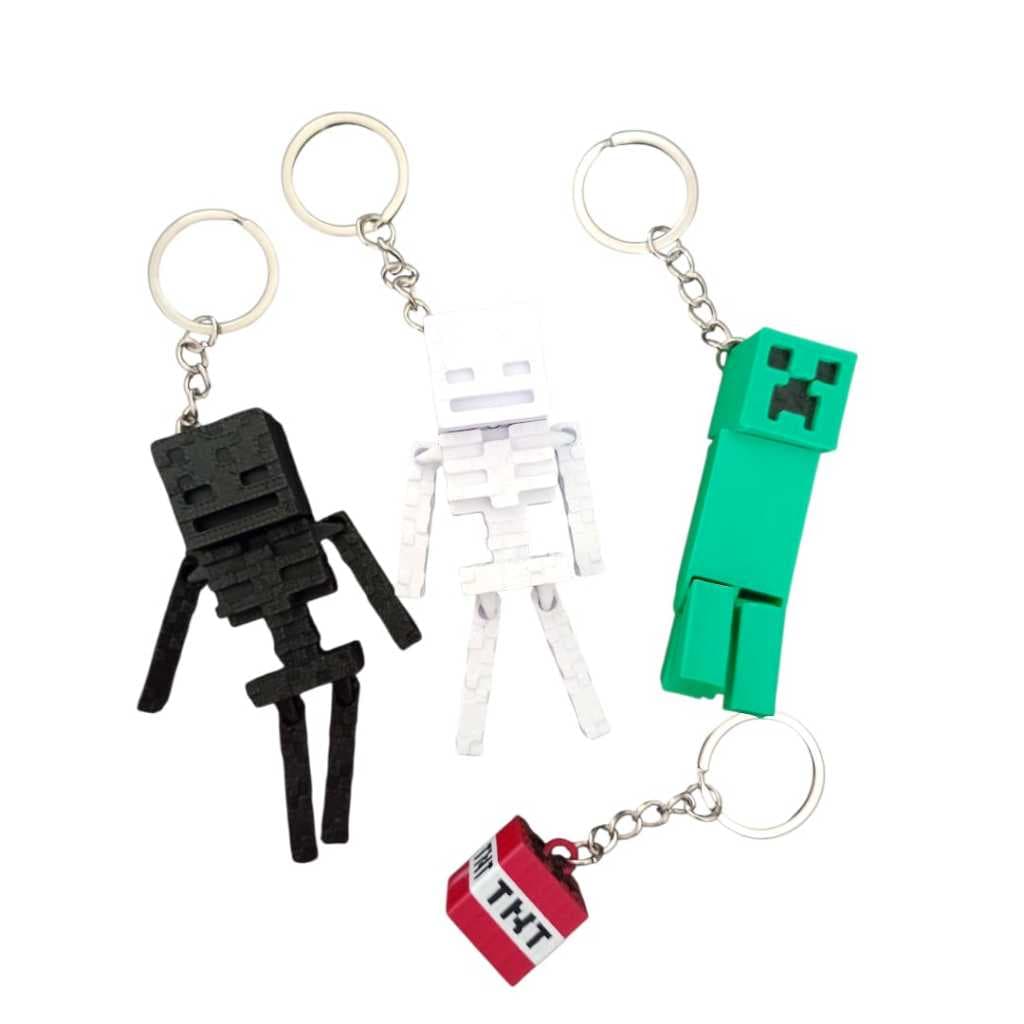 kit 4 chaveiroS minecraft cubo TNT creeper esqueletos