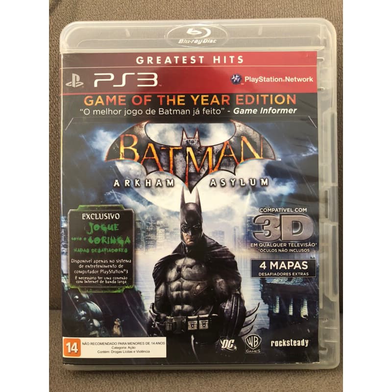 Jogo Batman Arkham Asylum - Jogo PS3 - Game of The Year (Usado)
