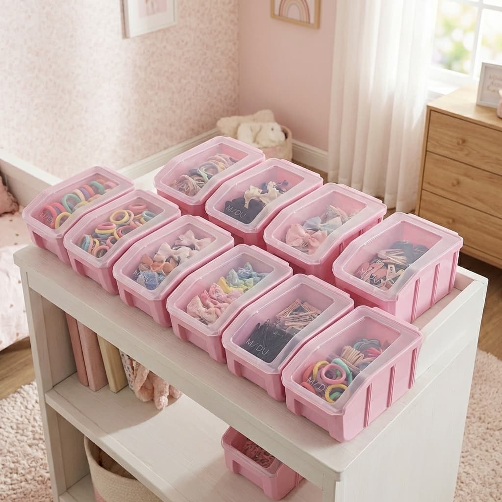 Kit Com 10 Caixas Bin Organizadoras Com Tampa Gaveteiro N°4