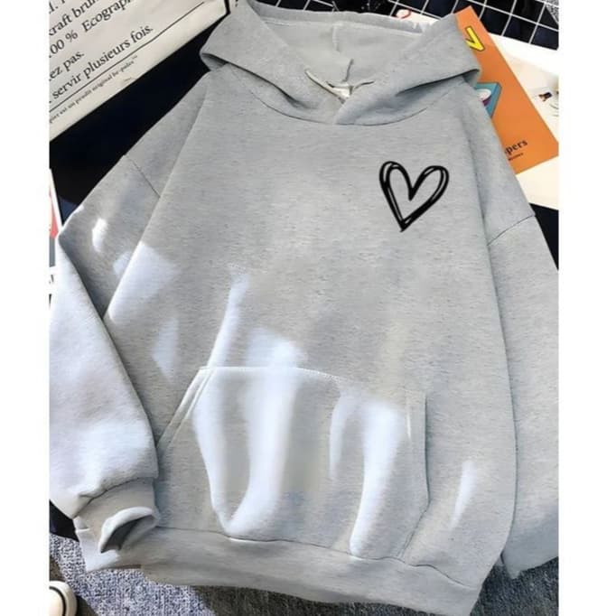 Moletom Feminino De Coração Casaco Feminino Estiloso Dia a Dia Escola Viagens Aero look e Passeios