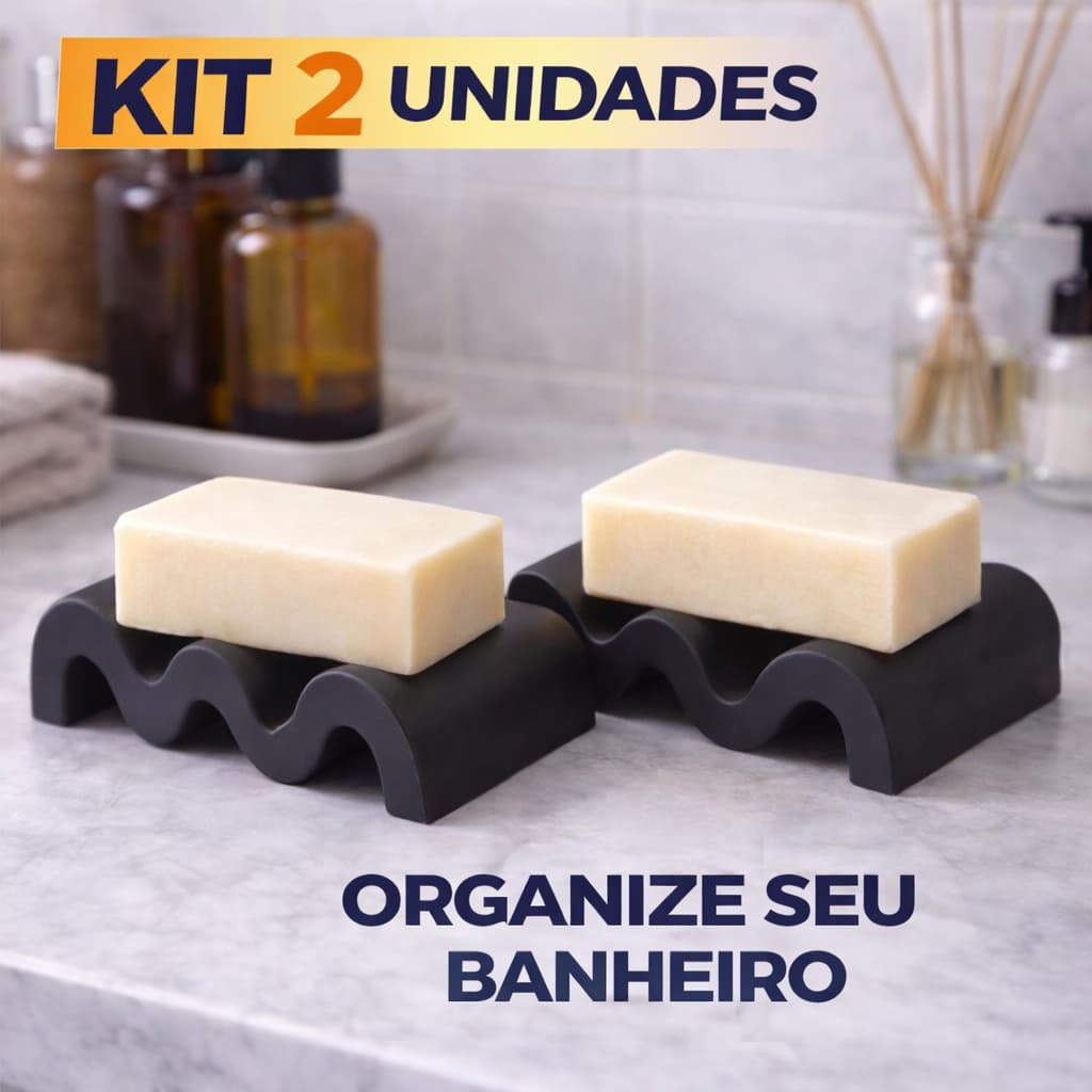 Kit 2 Saboneteiras Onduladas Clean Drenável Design Moderno Banheiro