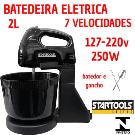 Batedeira  misturador Elétrico 2 Litros 220v/127v, 250W , 5 Velocidades 4peças de encaixe
