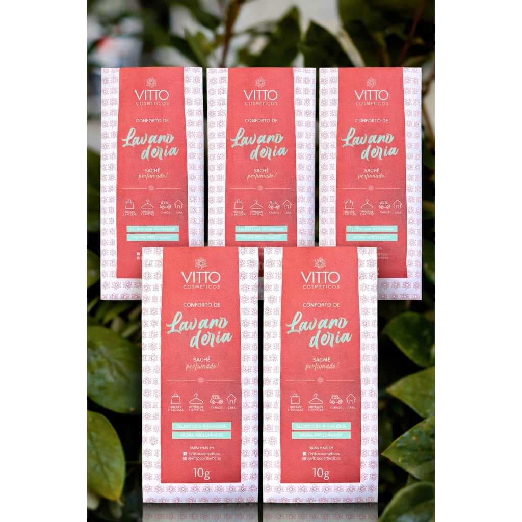 Kit 5 Sachês Perfumados 10g Vitto – Aromatizador de Ambientes, Gavetas, Carro | Cheiro Prolongado