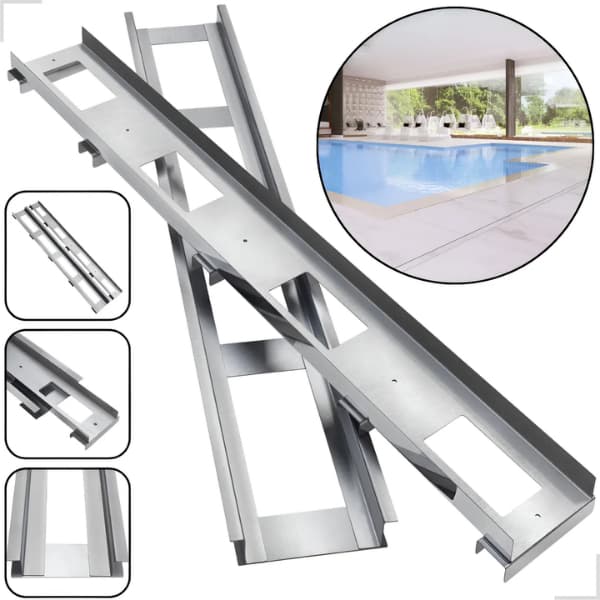Ralo Linear Oculto Inox 100 Cm Canaleta Invisível P/ Piscina