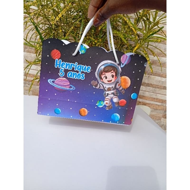 Sacolinha Personalizada Astronauta Espaço/Sacolinha Montada