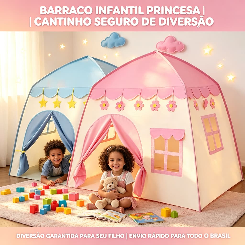Barraca Tenda Infantil Dobrável Menino Menina Casinha Cabana Promoção