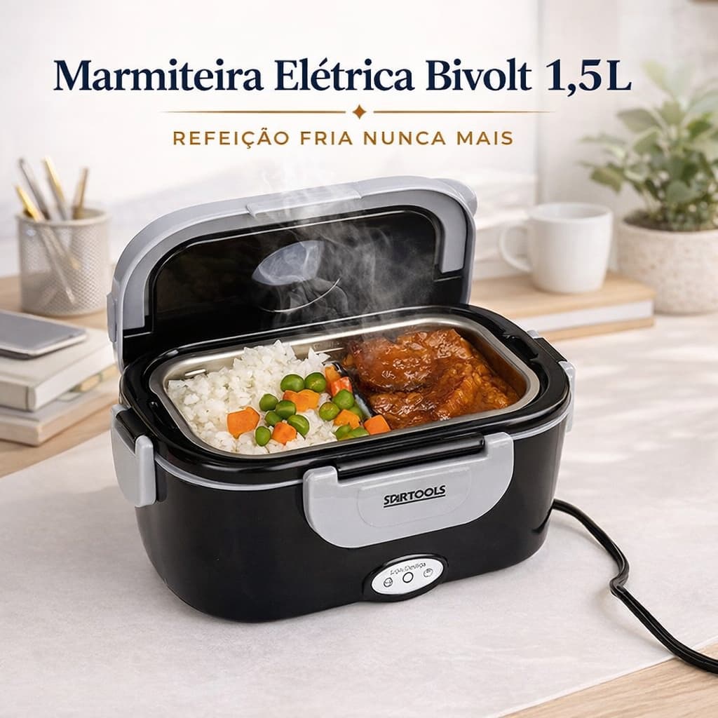 Marmiteira Elétrica Portátil Bivolt 1,5L Térmica, Marmita, Marmiteira 100V, Marmiteira 220v